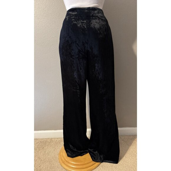 Talbots Dress Pants 10P Black Velvet Flat Front Side Zip Classic Wide Leg $139 - Picture 5 of 10